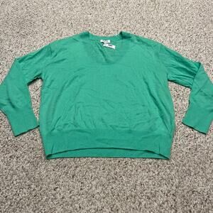 NWT Madewell Cashmere U Neck Pullover Sweater Sz S Bright Lime Quiet Luxury